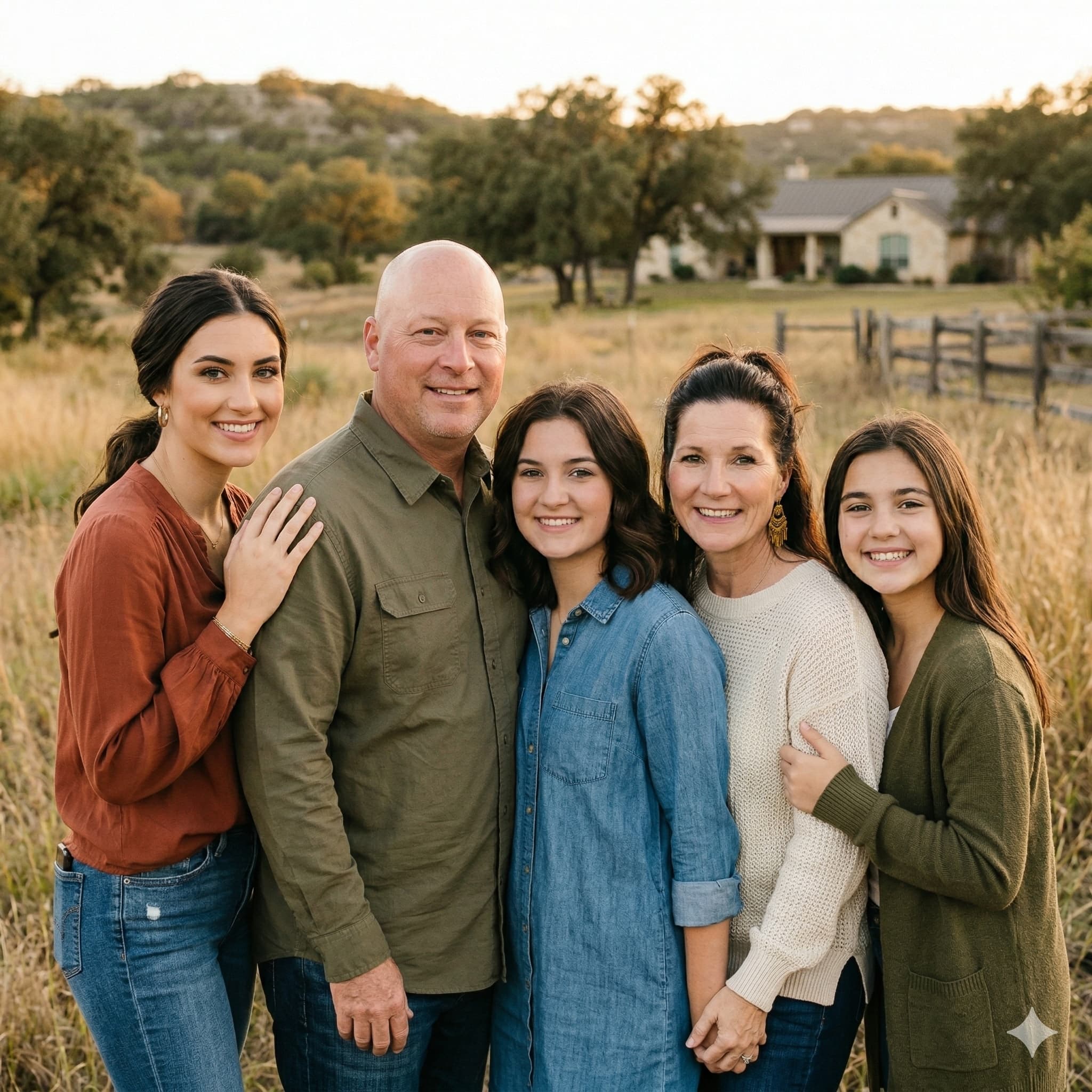 The Burk family in the Texas Hill Country