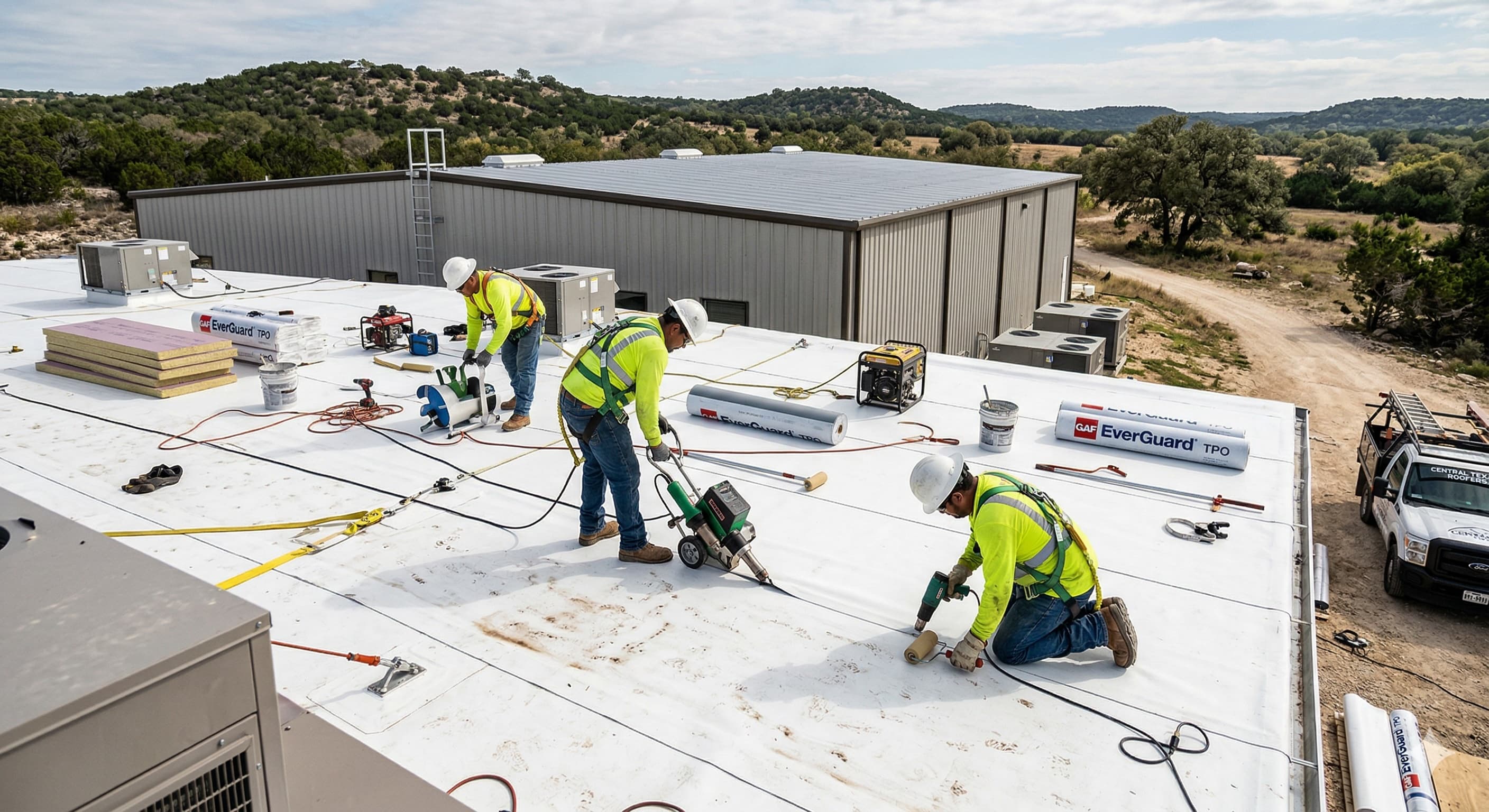 GAF EverGuard TPO installation on commercial building